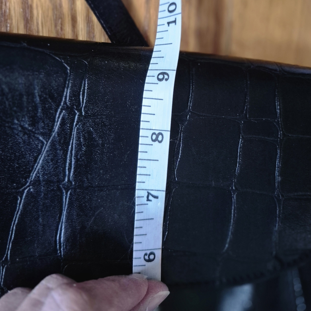 Genesis Black Leather Crossbody Bag with Croc-Embossed Flap - Picture 7 of 7